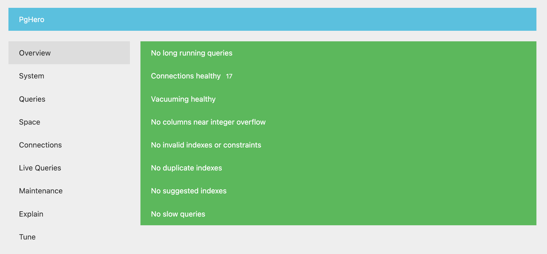 PgHero Dashboard